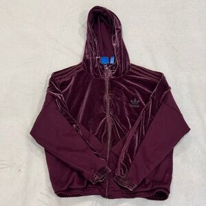 Adidas Maroon Velvet Velour Jacket